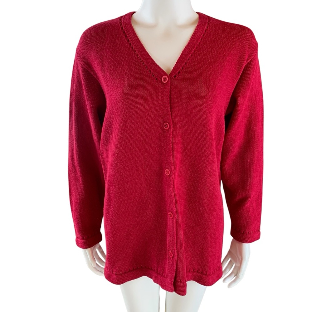 Vintage L.L.Bean Cotton Cardigan Red medium